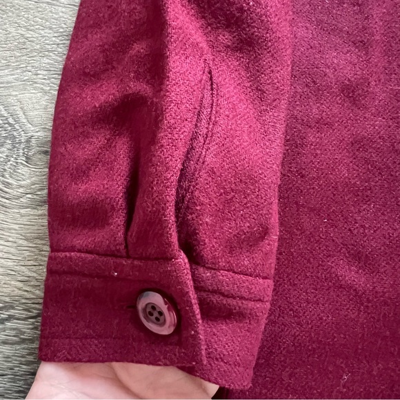 Vintage Requirements 100% Wool Full Zip-Up Pea Coat Dark Red Women's size 10 - Picture 8 of 11
